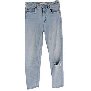 & Other Stories Straight Leg Light Wash Denim Jeans Women 25 Frayed Cotton Paris